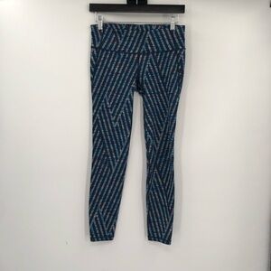 GAP FIT Leggings Turquoise Multicolor Striped Stripes Stretch Active Pant Women